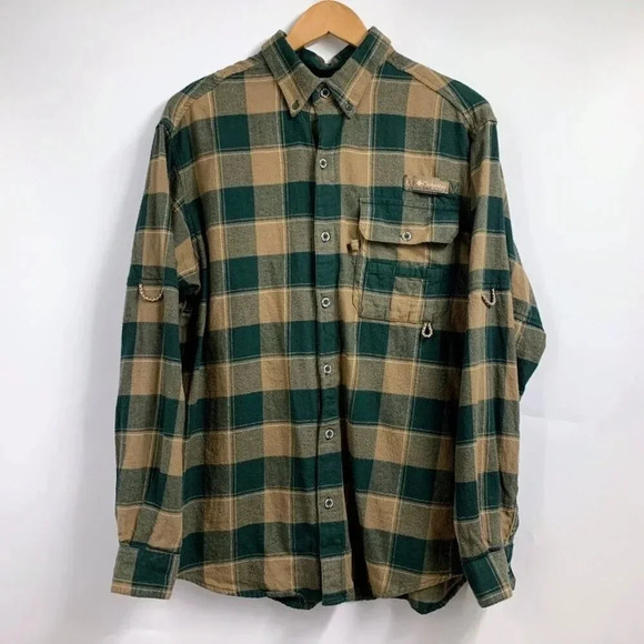 Columbia Men's Sharptail PFG Plaid Cotton Button Up Long Sleeve Size M - Picture 1 of 13